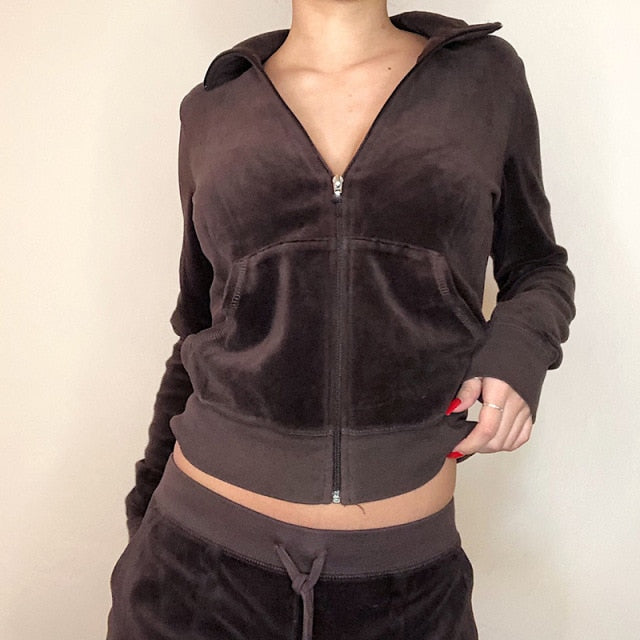 Chándal de terciopelo Vintage para mujer